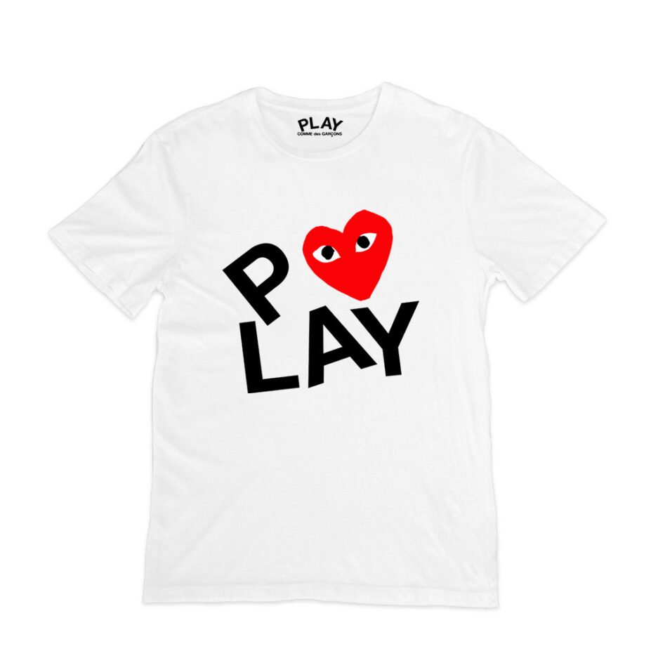 CDG-T-Shirt-white-Double-Heart-Screen-print